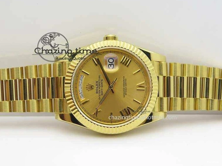 MiroTime 0219 DayDate 40mm BP-Maker 228238 YG Wrapped Gold Roman Dial (Fluted Bezel) On YG Bracelet ETA Attractive 3848